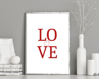 Love Print Sign For Home Decor Digital Art Printable Modern Art Affirmation Poster Red Gift For Her Design Print Minimalist Art Quote Poster