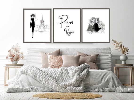 Black And White Fashion Wall Decor Girls Room Decor Wall Art