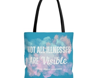 Chronic Disease Awareness Tote Travel Bag, Invisible Disease, Pots Awareness, Dysautonomia Awareness, Pots Syndrome, Postural Orthostatic