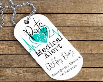Pots Medical Alert Keychain, Pots Syndrome Chain Necklace, Pots Awareness, Pots Dysautonomia, Postural Orthostatic Tachycardia Syndrome Gift