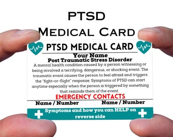 PTSD Card Medical Alert, Complex ptsd, Post Traumatic Stress Disorder, Emergency id Ice, c-PTSD Necklace Tag, Ptsd Awareness Gifts, Panic
