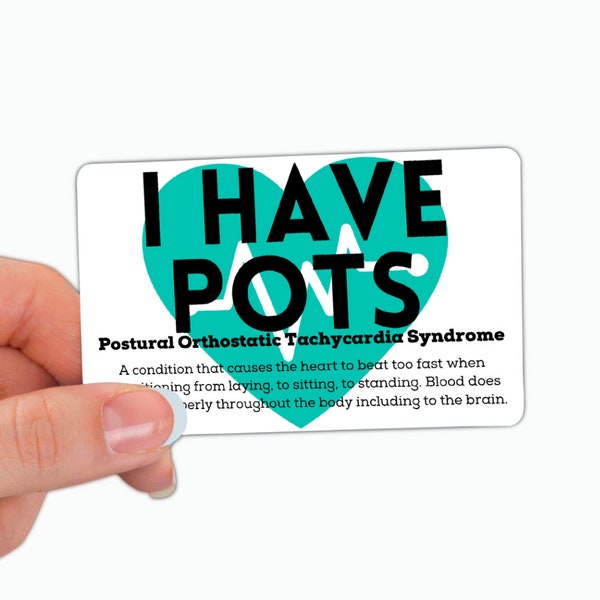 Posturale orthostatische tachycardie medische identiteitskaart voor portemonnee, POTS Awareness Tag, Potsie Gift, Dysautonomia, in geval van nood, Ribbon