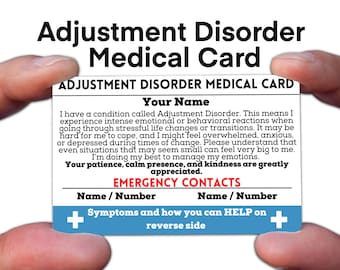 Adjustment Disorder Medical ID Card for Wallet | Waterproof Metal Wallet Alert, Mental Health Awareness, Emergency Contacts Information Tag