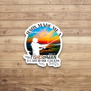 Mark 1 17 Fisher Of Men Sticker, Fishers of Men, Geschenken voor vissers, Bijbelvers Sticker, Jezus Christelijke Sticker, Dagelijkse Bijbelverzen, God afbeelding 2