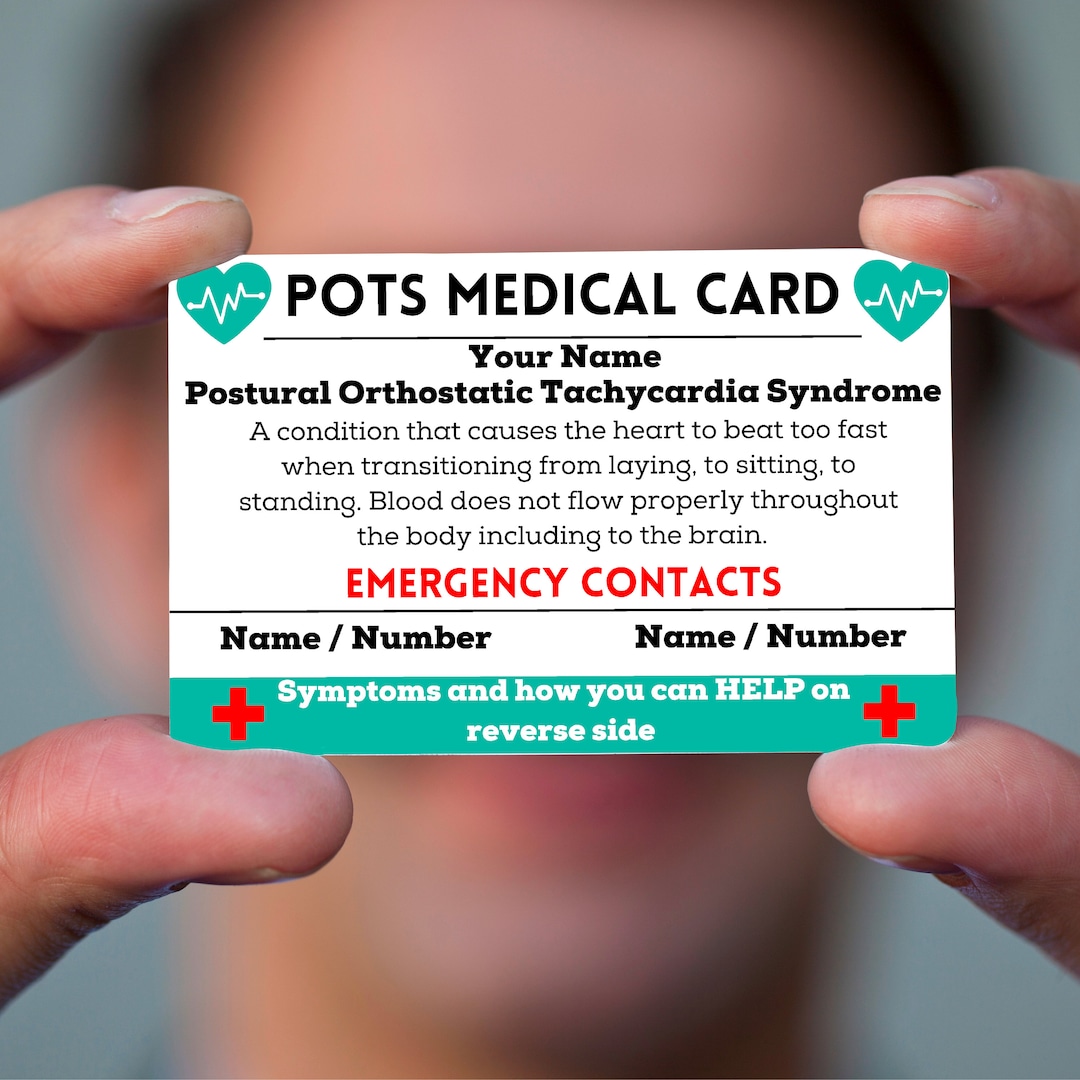 Pots Medical Card, Pots Syndrome Medical Card, Pots Awareness Wallet