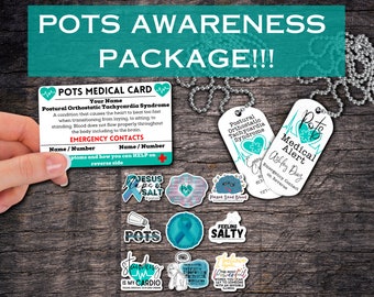Pots Medical Card Package, Pots Syndrome, Pots Awareness Wallet Insert, Pots Medical Alert, Postural Orthostatic Tachycardia Syndrome Potsie