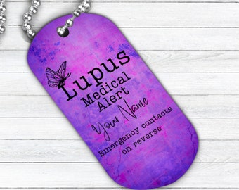 Lupus Medical Alert Keychain Necklace, Lupus Awareness, Lupus Warrior I Wear Purple for Lupus, Systematic Lupus Erythematosus Lupus Gift SLE