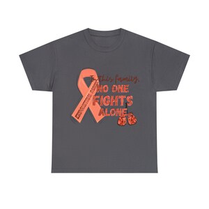 Endometrial Cancer Shirt, In This Family No One Fights Alone, Awareness Tee, Endometrial Cancer Ribbon t shirt, Family Support Survivor Gift Charcoal
