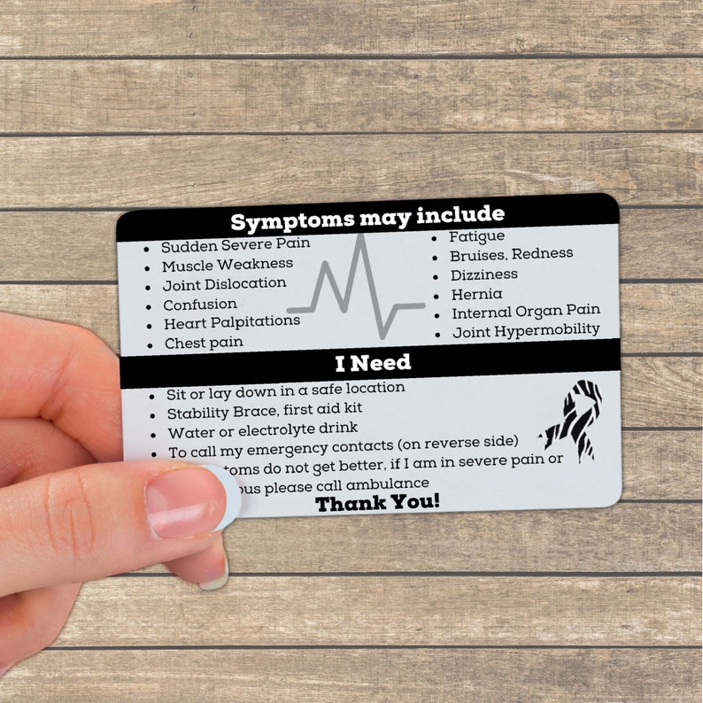 Ehler Danlos Syndrome Medical Card Ehlers-danlos Medical - Etsy