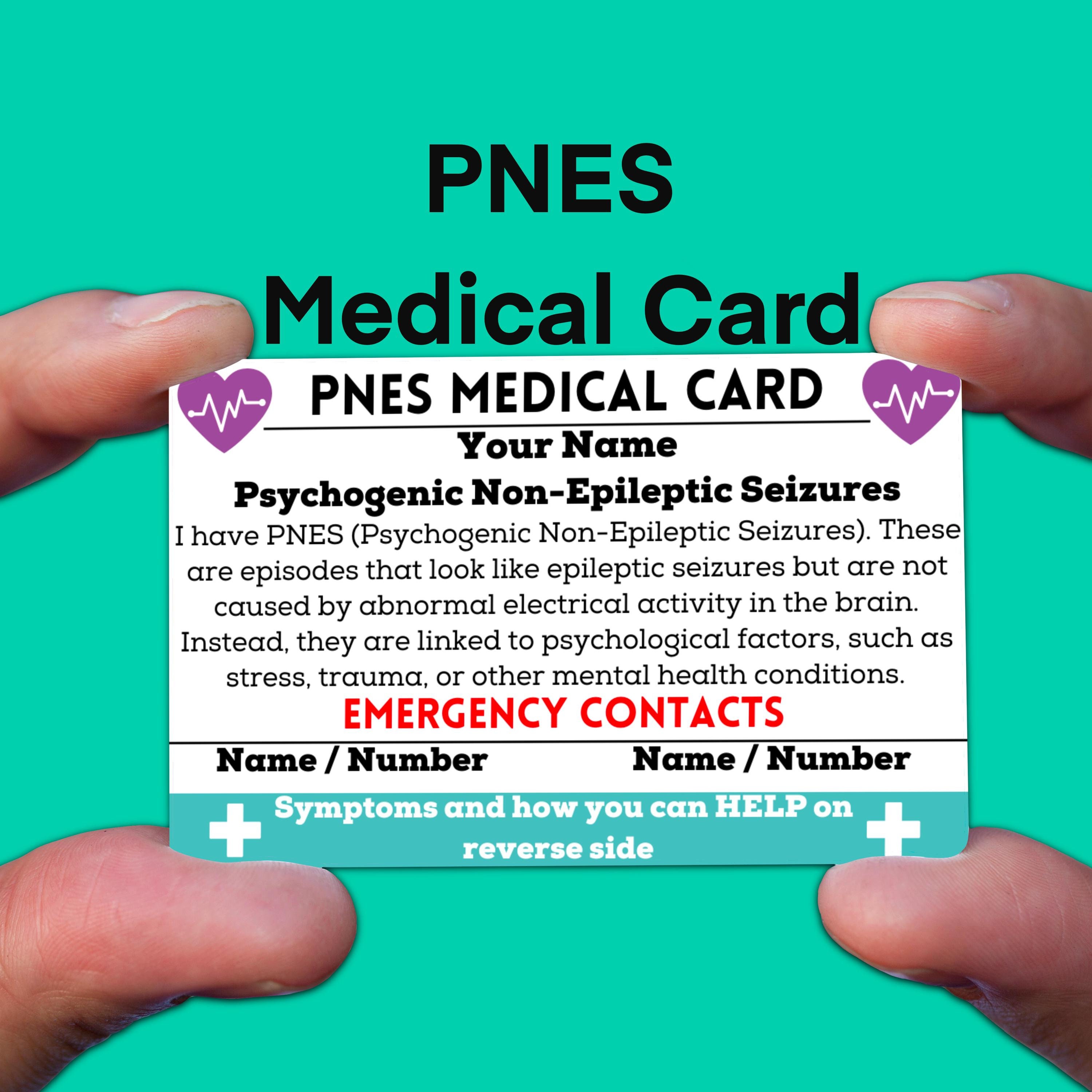 PNES Medical Alert ID Card, Aware Tag, Non Epileptic Psychogenic