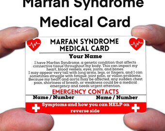 Marfan Syndrome Medical ID Card, Wallet Size Emergency Alert, Durable Waterproof Metal Awareness Card