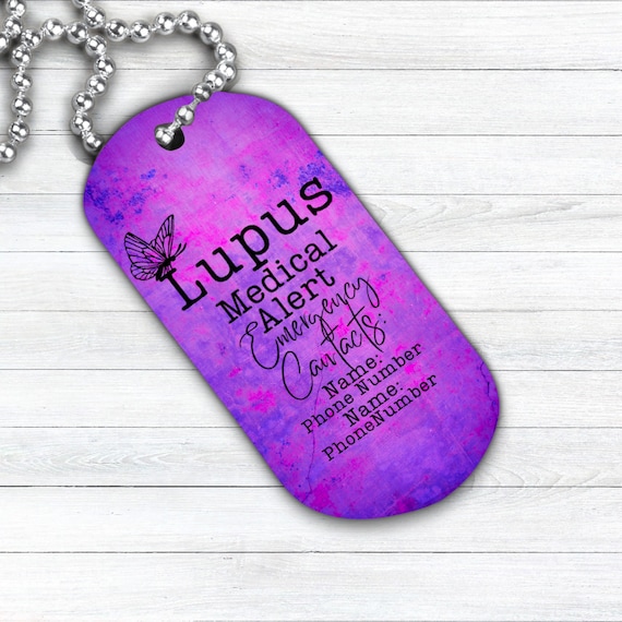 Lupus Medical Alert Keychain Necklace, Lupus Awareness, Lupus