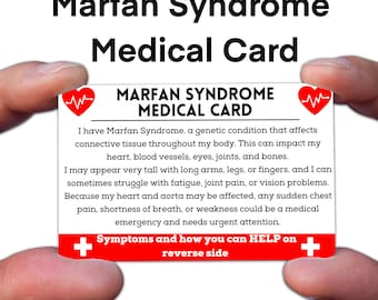 Marfan Syndrome Medical ID Card, Wallet Size Emergency Alert, Durable Waterproof Metal Awareness Card