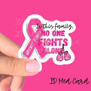 Breast Cancer Awareness Sticker Pack, In This Family, No One Fights Alone, Ribbon Stickers, Survivor Gift, Warrior, Fighter, Support Month