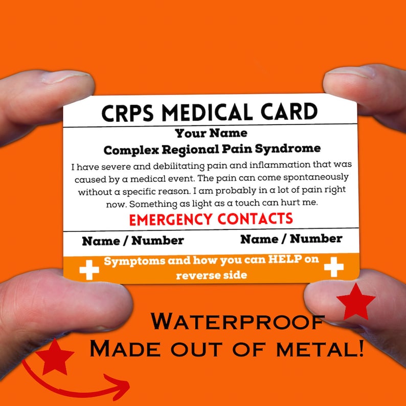 Pain Control Card CRPS Medical Alert Card for Wallet, Chronic Complex Regional Pain ...