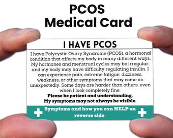 PCOS Medical ID Card Polycystic Ovary Syndrome Awareness Waterproof Metal Wallet Card Symptoms & Support Guide