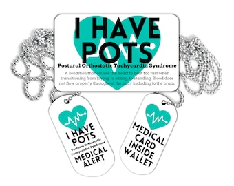 Postural Orthostatic Tachycardia Medical ID Card for Wallet PACKAGE, POTS Awareness Tag, Potsie Gift, Dysautonomia, Ice, Ribbon