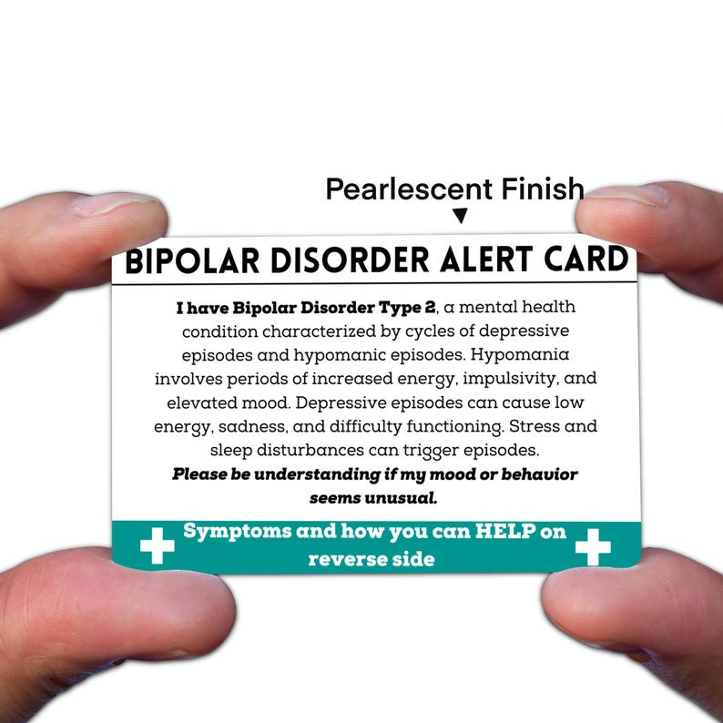 Bipolar Disorder Medical Alert ID Card, Bipolar Type 2 Symptom ...
