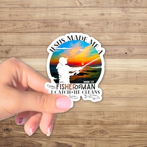 Mark 1 17 Fisher Of Men Sticker, Fishers of Men, Gifts for Fishermen, Bible Verse Sticker, Jesus Christian Sticker, Daily Bible Verses, God