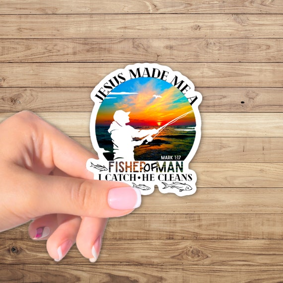 Mark 1 17 Fisher Of Men Sticker, Fishers of Men, Gifts for Fishermen, Bible Verse Sticker, Jesus Christian Sticker, Daily Bible Verses, God
