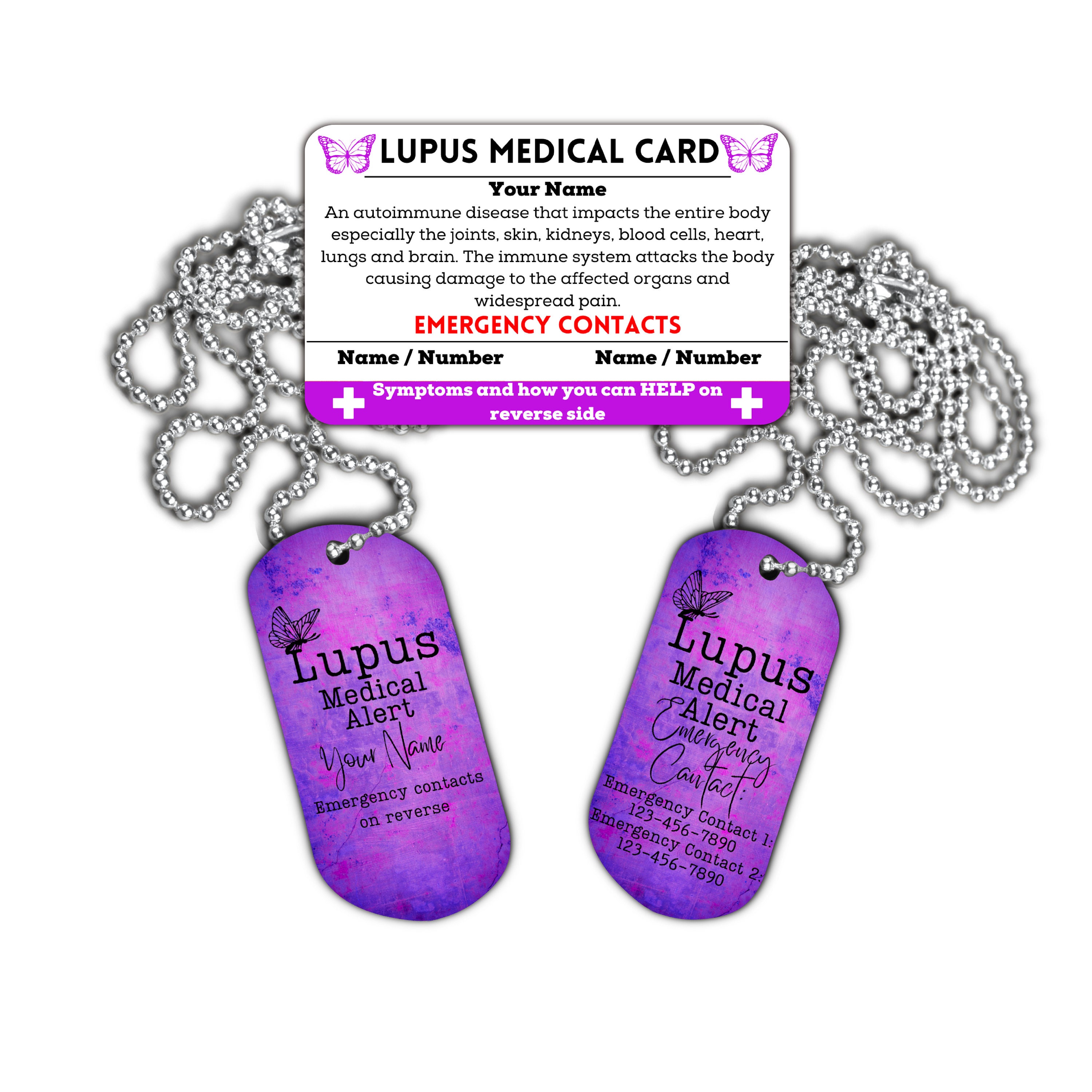 Lupus Medical Alert ID Card Package, Lupus Awareness Gift, Warrior