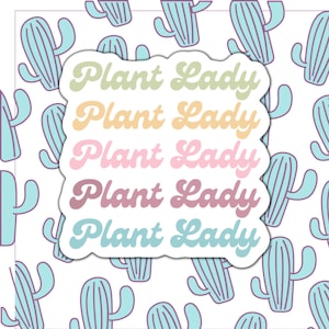 Plant Lady Sticker Retro, Plants stickers, Potted Plants Sticker, Planting Sticker, Crazy Plant Lady Sticker, Waterbottle Sticker, Garden
