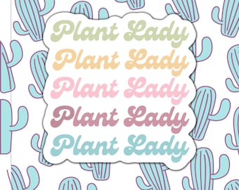 Plant Lady Sticker Retro, Plants stickers, Potted Plants Sticker, Planting Sticker, Crazy Plant Lady Sticker, Waterbottle Sticker, Garden