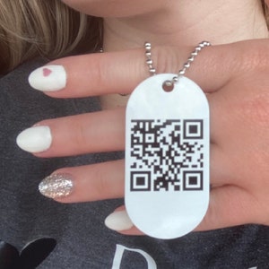 QR Codes Business Keychain Necklace Dog Tags, QR Codes, QR Code Keychains, Qr Code Keychain Qr Code Business, Qr Code, Qr Keychain Scannable