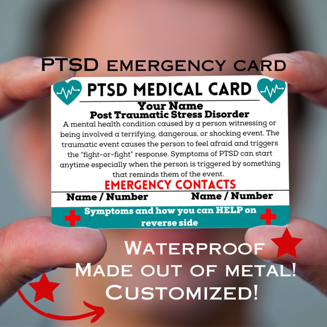 PTSD Medical Card, Post Traumatic Stress Disorder Emergency Card, PTSD