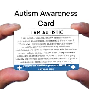 I Am Autistic Card, Autism Awareness Medical ID-kaart, hoogfunctionerende neurodivergente volwassene, bewust, begrip, cadeau familieondersteuning, ADHD