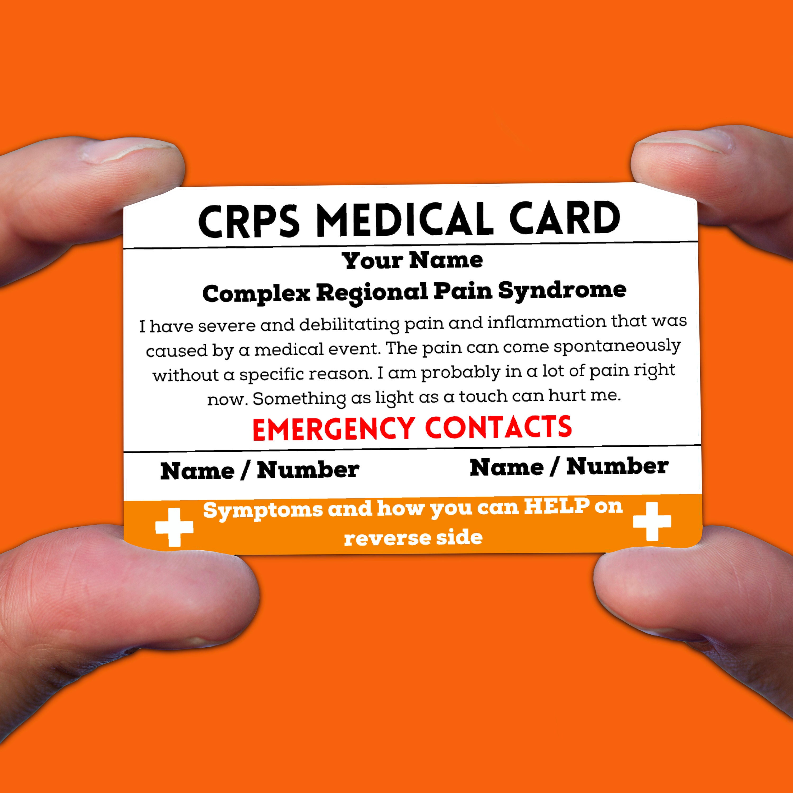 CRPS Medical Alert Card for Wallet, Chronic Complex Regional Pain