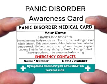 Panic Disorder Medical Alert Card for Wallet – Anxiety Attack Aid, Mental Health Support, Durable Waterproof Emergency ID