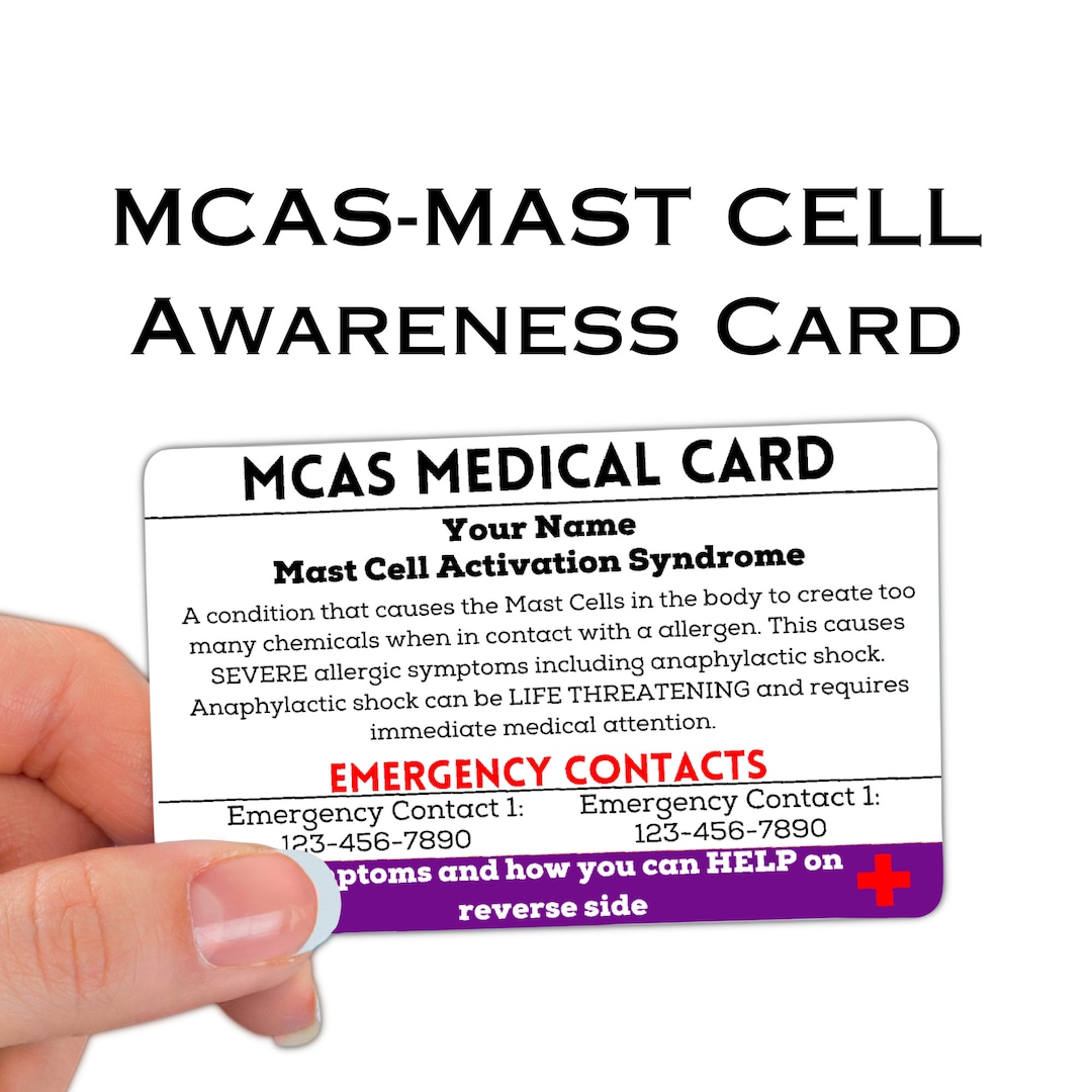 MCAS Mast Cell Activation Syndrome Medical Alert Card Etsy