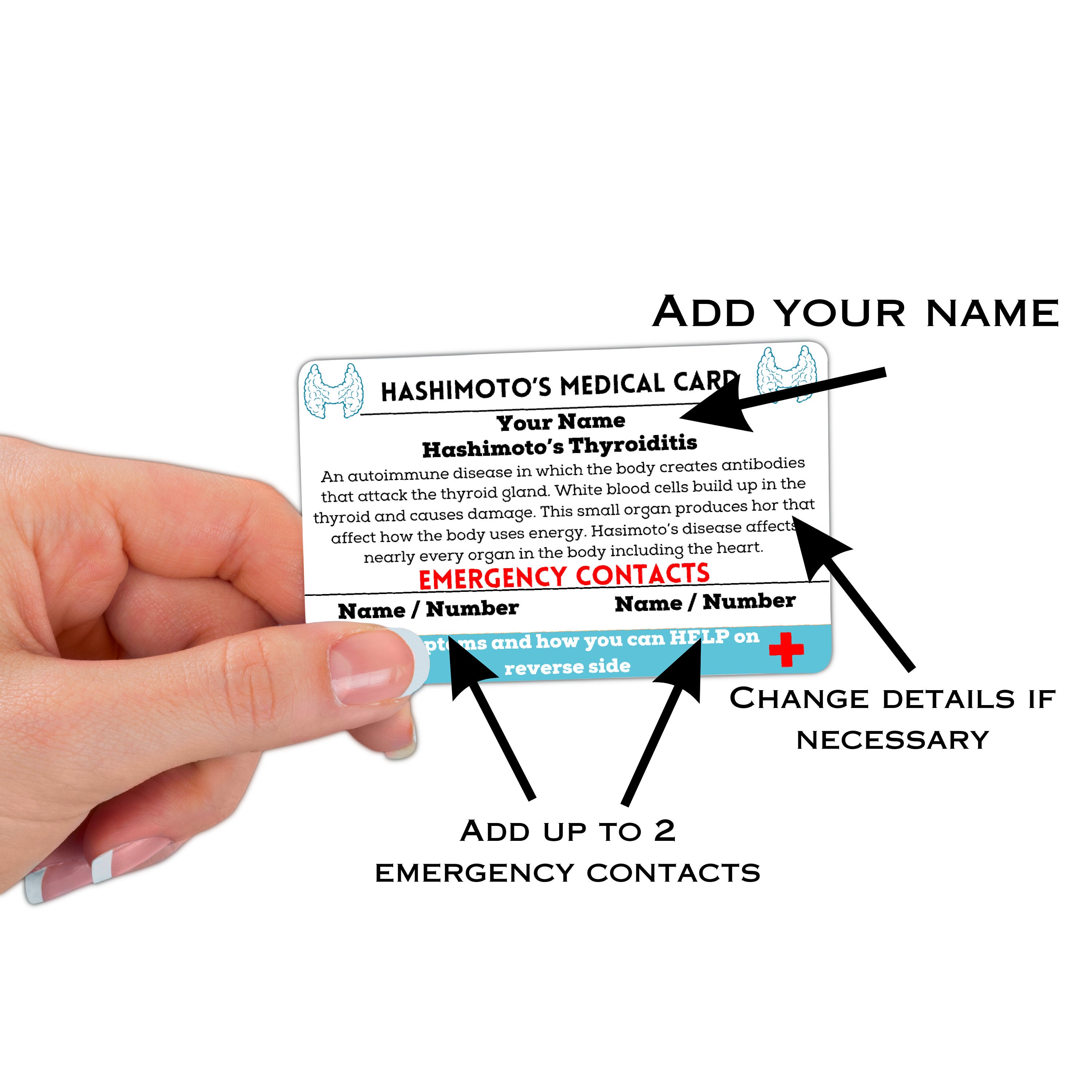Hashimotos Disease, Hashimoto’s Emergency Medical Card Tag, Hashimoto’s ...