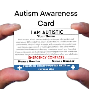 I Am Autistic Card, Autism Awareness Medical ID-kaart, hoogfunctionerende neurodivergente volwassene, bewust, begrip, cadeau familieondersteuning, ADHD