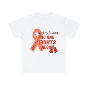 Endometrial Cancer Shirt, In This Family No One Fights Alone, Awareness Tee, Endometrial Cancer Ribbon t shirt, Family Support Survivor Gift White