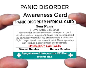 Panic Disorder Medical Alert Card for Wallet – Anxiety Attack Aid, Mental Health Support, Durable Waterproof Emergency ID