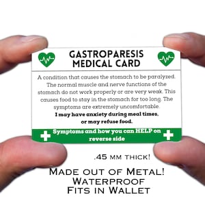 Gastroparese medizinische Karte für Brieftasche, Magen-Probleme, Opfer von Magen, mein Magen tut weh, Magenprobleme, Kriegerin, Bewusstsein, bewusst