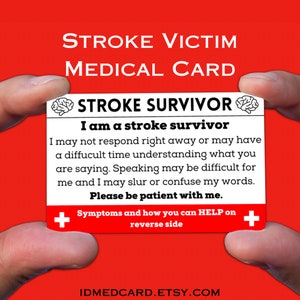 Carte d’identité médicale des survivants d’un AVC, alerte ICE d’urgence, cadeau de récupération d’un AVC, sensibilisation des patients victimes d’un AVC, soutien aux AVC Warrior Stroke Aware