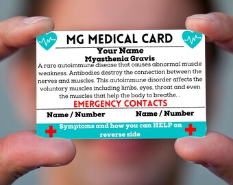 Myasthenia Gravis Emergency Medical ID Card Tag for Wallet