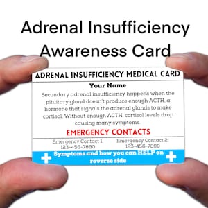 Conciencia de insuficiencia suprarrenal, tarjeta de identificación médica para billetera, regalo de fatiga de la glándula suprarrenal secundaria, en caso de emergencia, cinta consciente, ICE