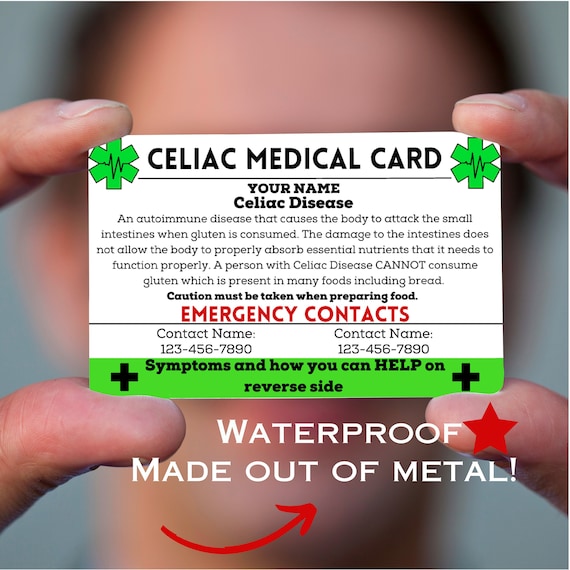 Celiac Disease Card for Wallet, Celiac Disease Awareness, Aware, Celiacs, Celiac Warrior, Celiac, Sign, Gift, Gifts, Card, Gluten Allergy