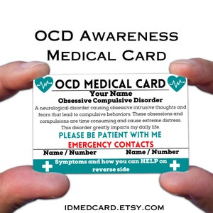 OCD Medical Alert Id Card, OCD Gifts, Obsessieve Compulsieve Stoornis Bewust, Geestelijke Gezondheidsbewustzijn, OCS Hulp, Voor Portemonnee, Lanyard Ketting