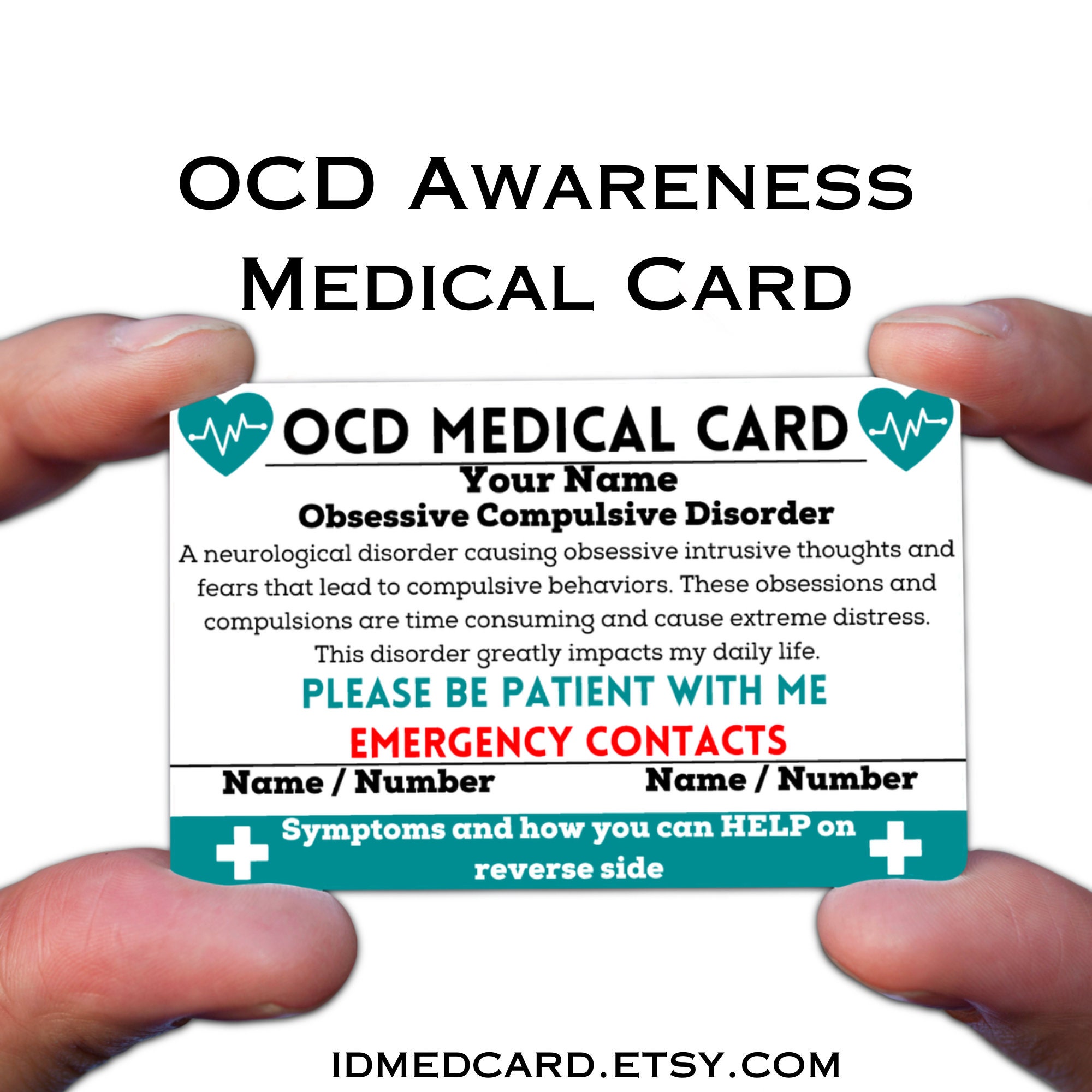 OCD Medical Alert Id Card, OCD Gifts, Obsessive Compulsive