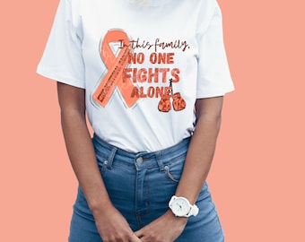 Endometrial Cancer Shirt, In This Family No One Fights Alone, Awareness Tee, Endometrial Cancer Ribbon t shirt, Family Support Survivor Gift
