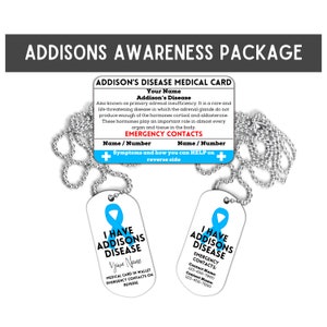 Addisons Disease Awareness, medische identiteitskaart voor portemonnee, bijnierinsufficiëntie dog tags bijnier cadeau, in geval van nood, lint, ICE