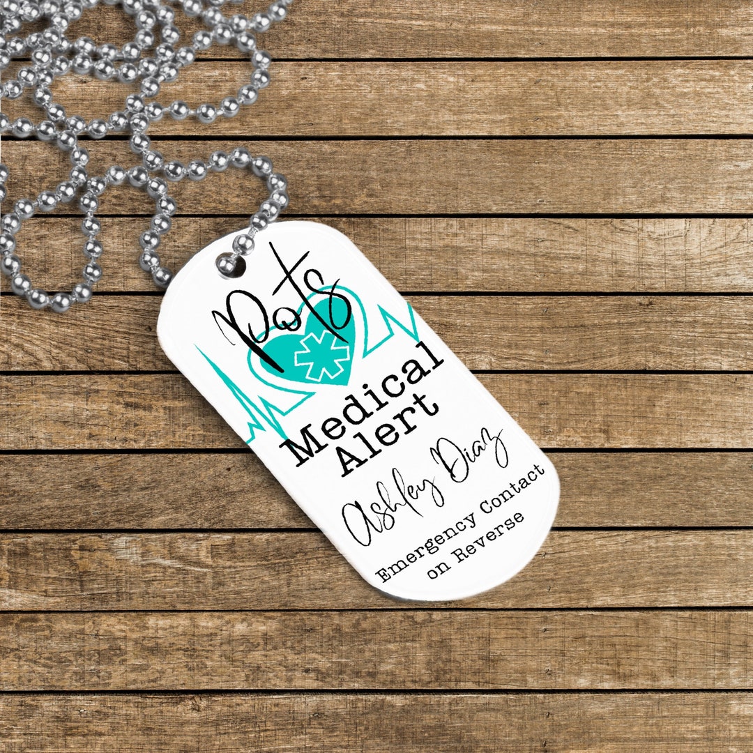 Pots Medical Alert Keychain, Pots Syndrome Chain Necklace, Pots Awareness, Pots Dysautonomia
