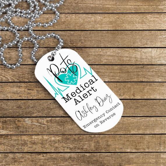 Pots Medical Alert Keychain, Pots Syndrome Chain Necklace, Pots Awareness, Pots Dysautonomia, Postural Orthostatic Tachycardia Syndrome Gift