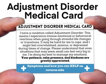 Adjustment Disorder Medical ID Card for Wallet | Waterproof Metal Wallet Alert, Mental Health Awareness, Emergency Contacts Information Tag