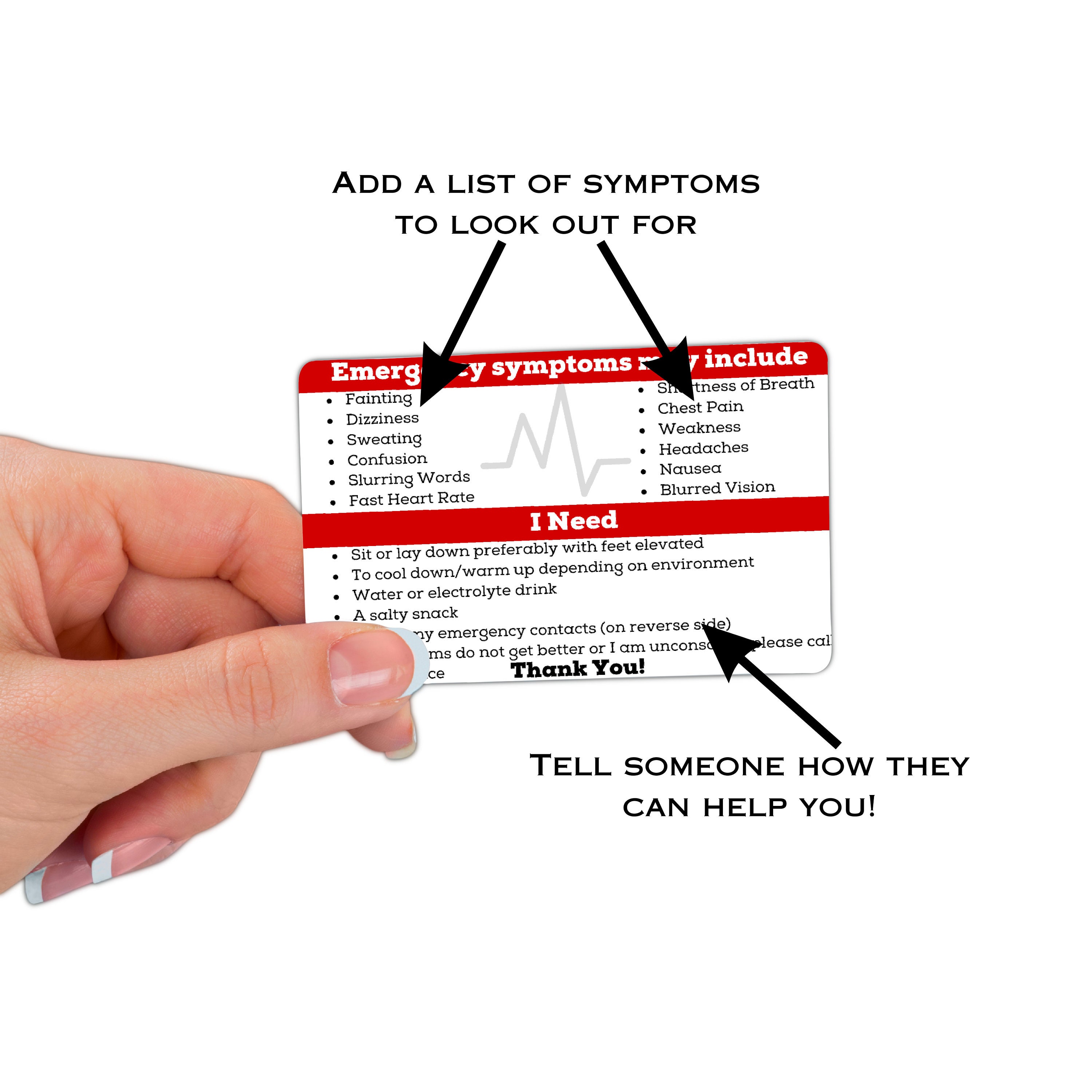 Medical Alert Card Medical ID Card Personalized Medical Etsy Australia